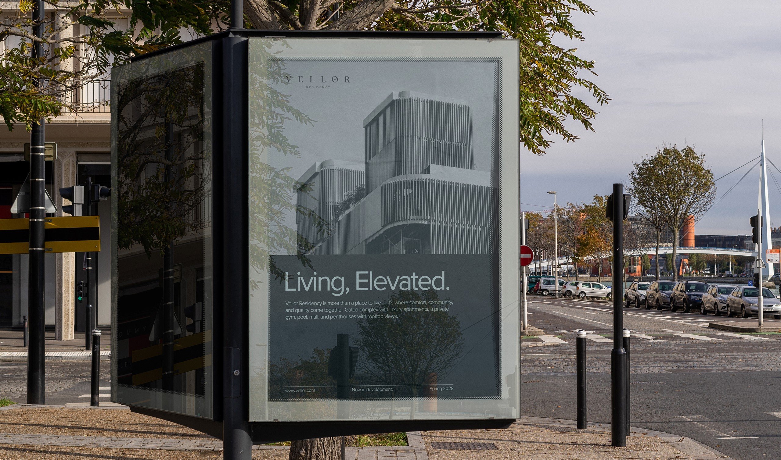 Vellor Residency digital marketing โ outdoor signage and construction hoarding brand identity