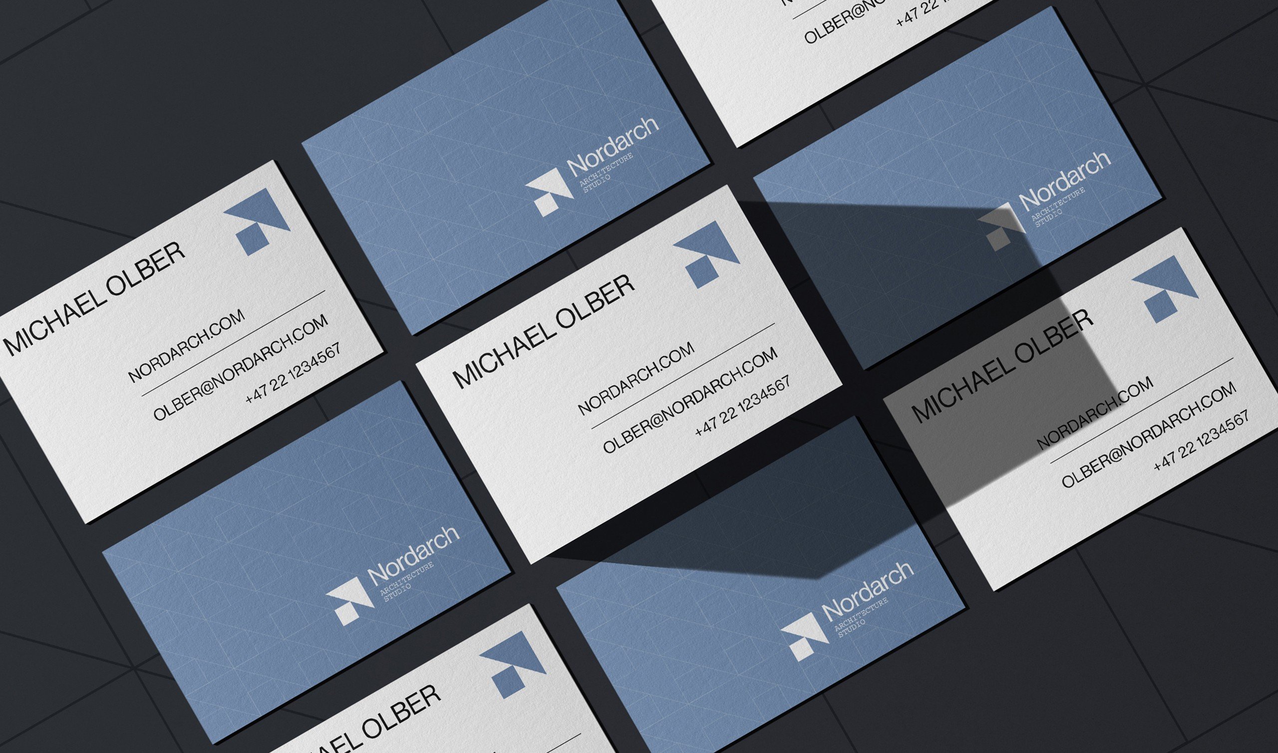Nordarch Studio brand identity — full stationery set and collateral design Nordic architecture