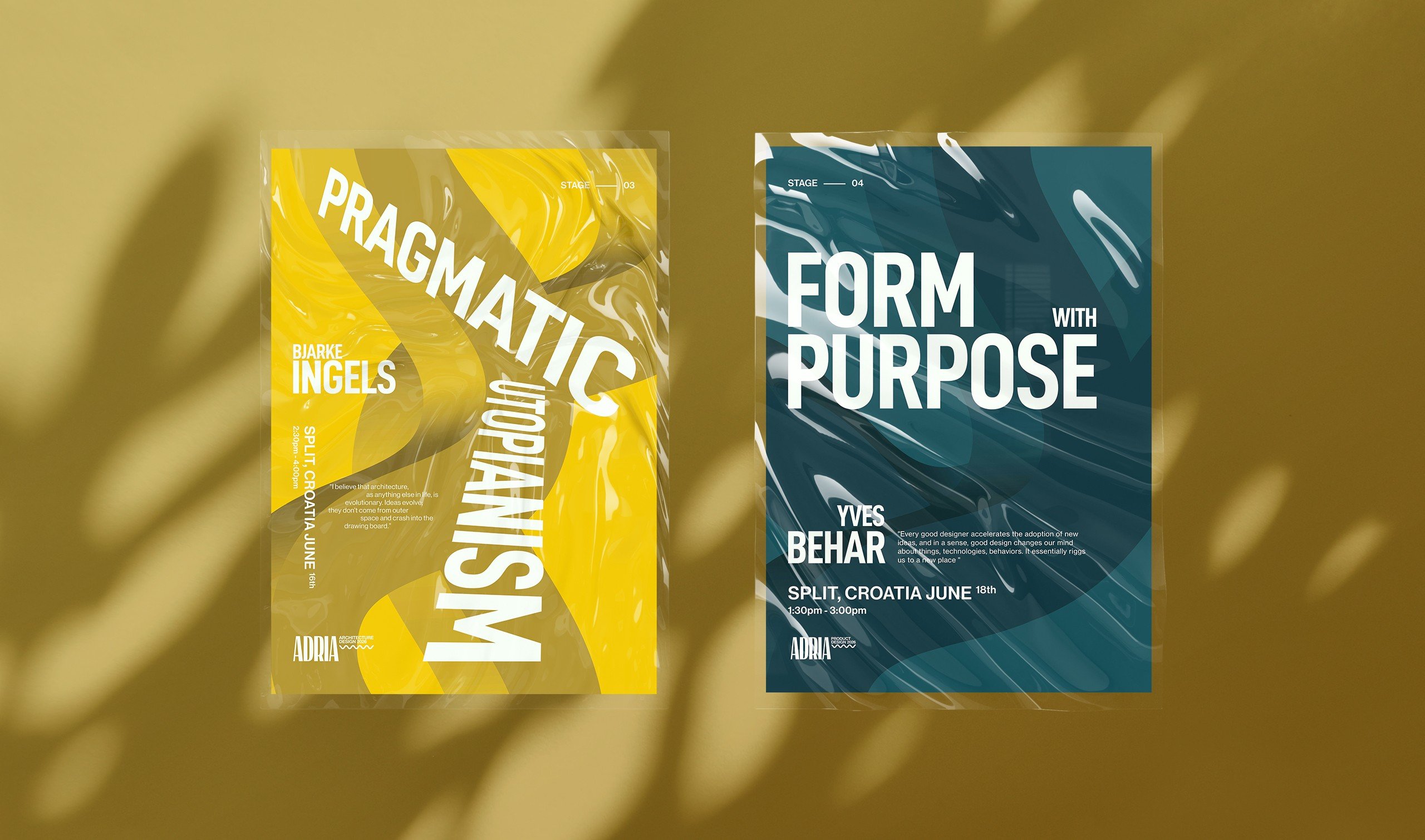 Adria Design Biennale visual identity — outdoor banner and poster design multidisciplinary festival
